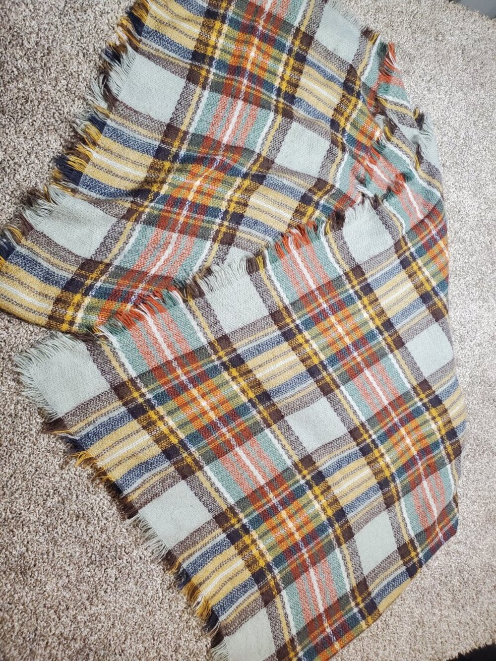 Altar'd State Tartan Plaid Blanket Scarf Shawl Square 100% Acrylic 52"